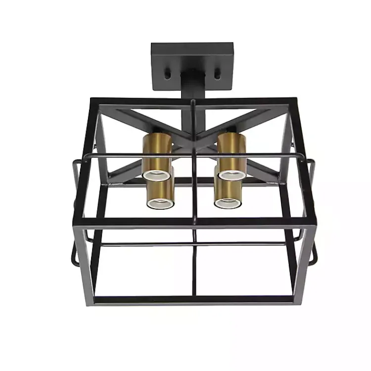 Kirklands Home Ironhouse Flush Mount Light Black New