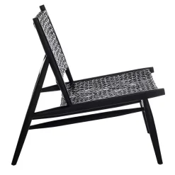 Kirklands Home Leather Woven Accent Chair Black