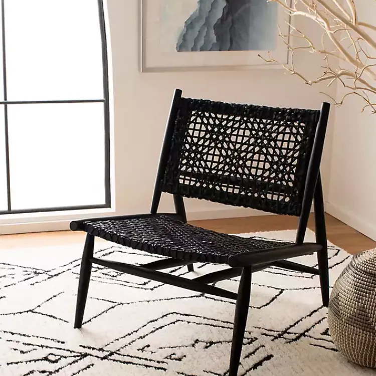 Kirklands Home Leather Woven Accent Chair Black
