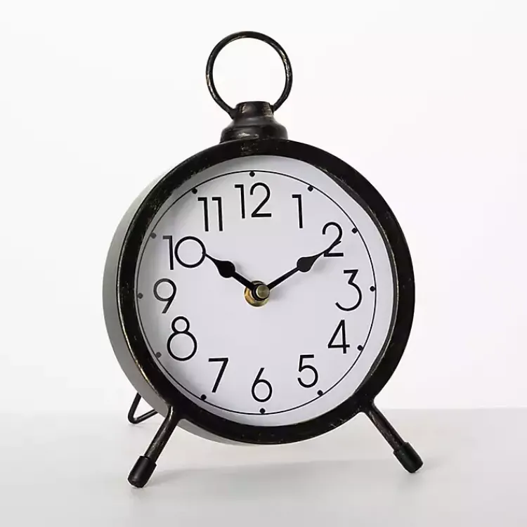 Decorative Accents>Kirklands Home Metal Vintage Tabletop Clock Black