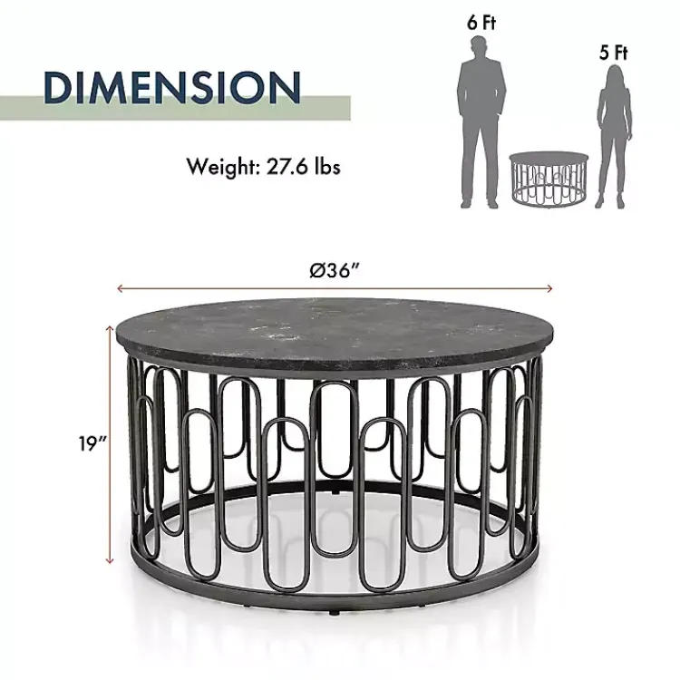 Kirklands Home Stone and Metal Geometric Coffee Table Black Best