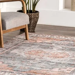Kirklands Home Black Vintage Motif Washable Area Rug, 5x8 Hot