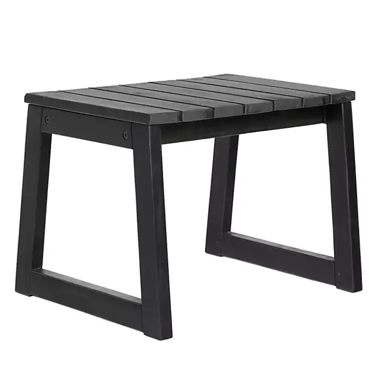 Kirklands Home Wood Slatted Box Leg Outdoor Side Table Black Outlet