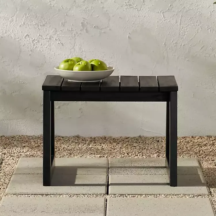 Kirklands Home Wood Slatted Box Leg Outdoor Side Table Black Outlet