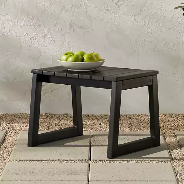 Kirklands Home Wood Slatted Box Leg Outdoor Side Table Black Outlet