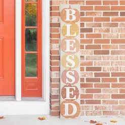 Fall>Kirklands Home Blessed Colorful Pumpkins Fall Porch Board