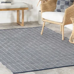 Kirklands Home Blue & Ivory Checkered Indoor/Outdoor Rug, 5x8 Best