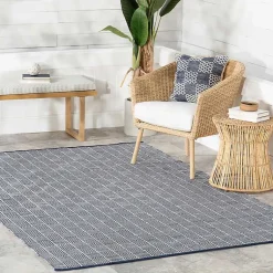 Kirklands Home Blue & Ivory Checkered Indoor/Outdoor Rug, 6x9 Sale
