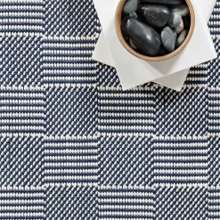 Kirklands Home Blue & Ivory Checkered Indoor/Outdoor Runner, 3x8 Outlet