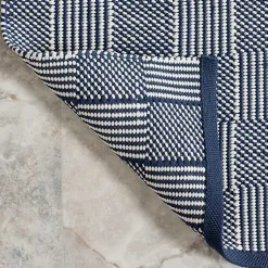 Kirklands Home Blue & Ivory Checkered Indoor/Outdoor Runner, 3x8 Outlet