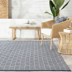 Kirklands Home Blue & Ivory Checkered Indoor/Outdoor Runner, 3x8 Outlet