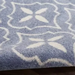 Kirklands Home Blue & Ivory Quatrefoil Indoor/Outdoor Rug, 4x6 Best