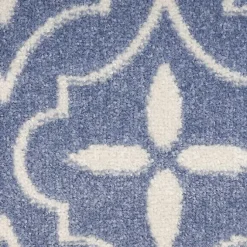 Kirklands Home Blue & Ivory Quatrefoil Indoor/Outdoor Rug, 5x7 Best
