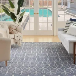 Kirklands Home Blue & Ivory Quatrefoil Indoor/Outdoor Rug, 8x10 Best