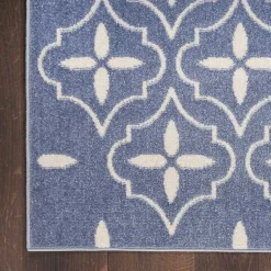 Kirklands Home Blue & Ivory Quatrefoil Indoor/Outdoor Rug, 8x10 Best