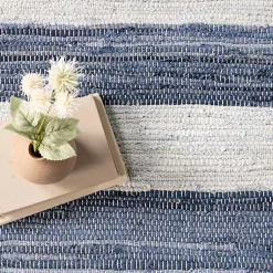 Kirklands Home Blue & White Striped Indoor/Outdoor Rug, 4x6
