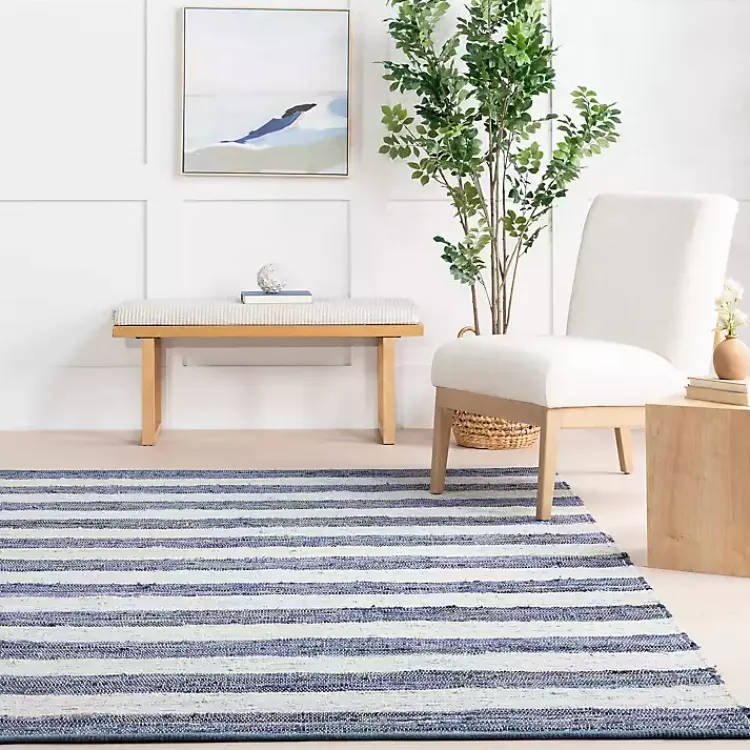 Kirklands Home Blue & White Striped Indoor/Outdoor Rug, 4x6