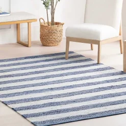 Kirklands Home Blue & White Striped Indoor/Outdoor Rug, 4x6