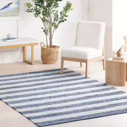 Kirklands Home Blue & White Striped Indoor/Outdoor Runner, 3x8 Best