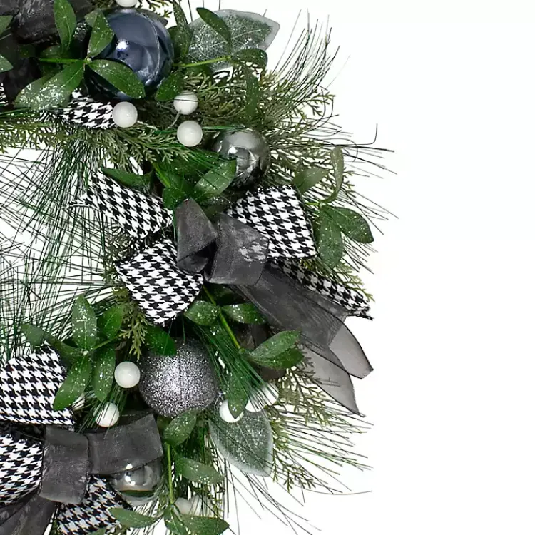 Wreaths>Kirklands Home Blue and Gray Bow Wreath