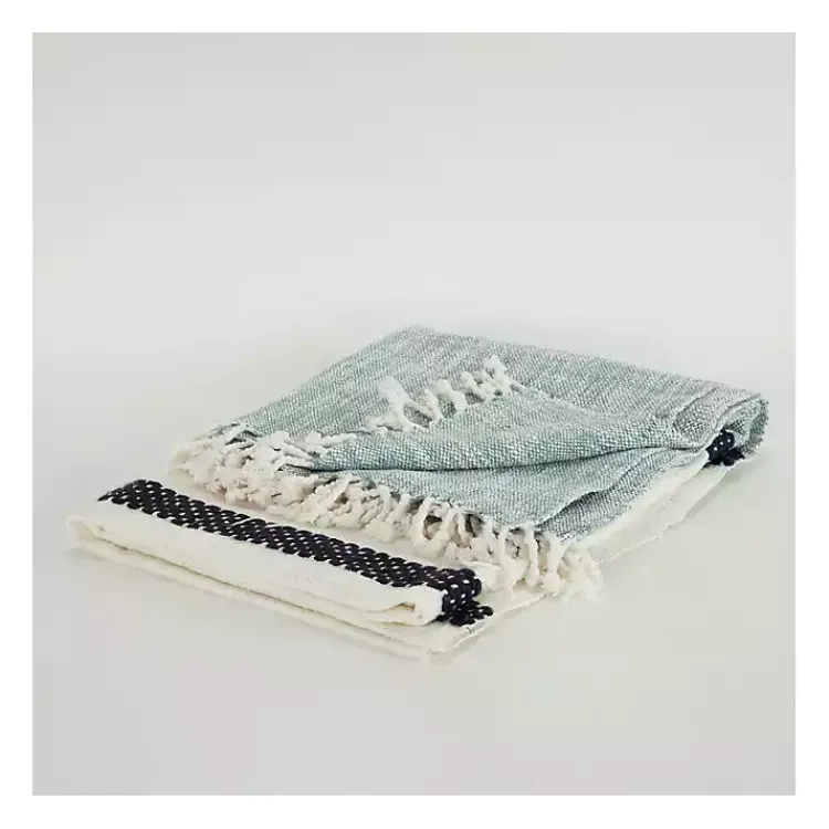 Blankets & Throws>Kirklands Home Blue and Ivory Colorblock Throw