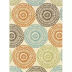 Kirklands Home Blue and Orange Circles Outdoor Area Rug, 5x7 Best