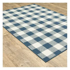 Kirklands Home Buffalo Check Outdoor Accent Rug, 2x3 Blue Discount