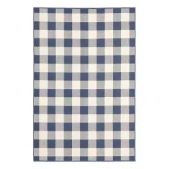 Kirklands Home Buffalo Check Outdoor Area Rug, 6x9 Blue Hot