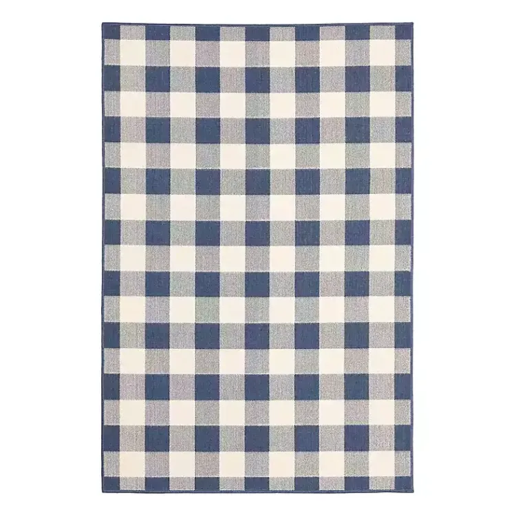 Kirklands Home Buffalo Check Outdoor Area Rug, 6x9 Blue Hot