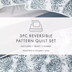Kirklands Home Blue Damask Reversible 2-pc. Twin Quilt Set Clearance