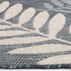 Kirklands Home Fern Leaves Indoor/Outdoor Area Rug, 5x7 Blue Clearance