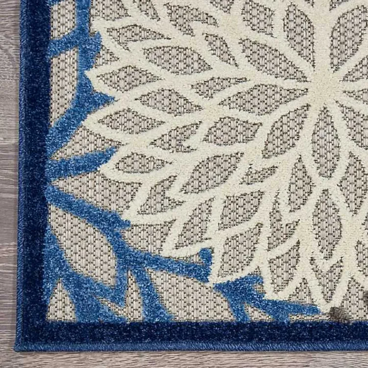 Kirklands Home Blue Floral Burst Outdoor Area Rug, 6x9 Hot