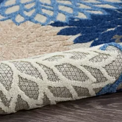 Kirklands Home Blue Floral Burst Outdoor Area Rug, 6x9 Hot