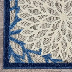 Kirklands Home Blue Floral Outdoor Area Rug, 5x7