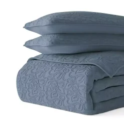 Kirklands Home Floral Stitch 3-pc. King Quilt Set Blue