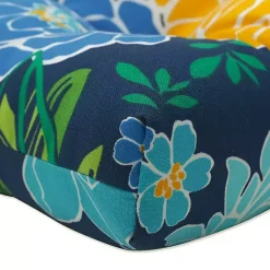 Kirklands Home Blue Floral Tufted Outdoor Seat Cushions, Set of 2 Outlet