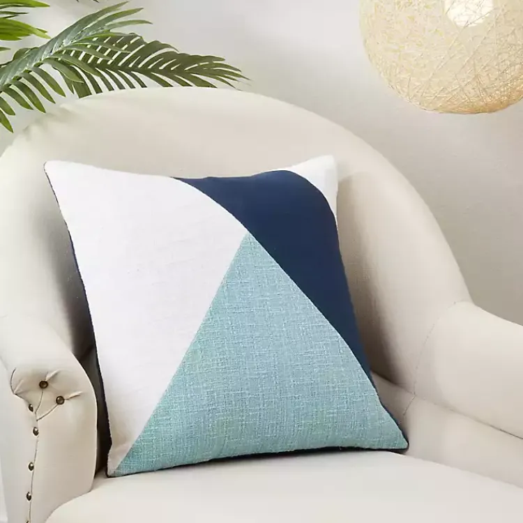 Pillows>Kirklands Home Blue Geometric Colorblock Throw Pillow