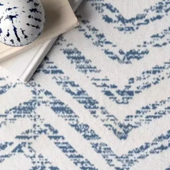 Kirklands Home Blue Geometric Pattern Washable Area Rug, 3x5