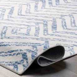 Kirklands Home Blue Geometric Pattern Washable Area Rug, 5x8 Sale