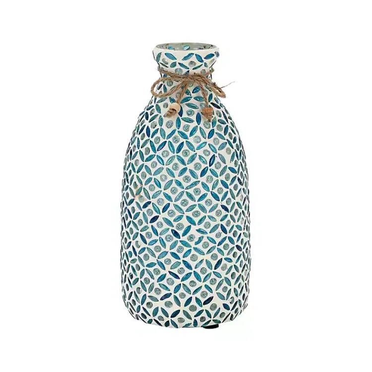 Vases>Kirklands Home Blue Glass Mosaic Vase