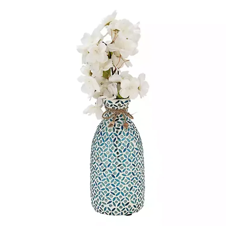 Vases>Kirklands Home Blue Glass Mosaic Vase