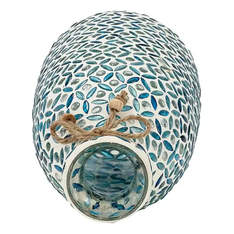 Vases>Kirklands Home Blue Glass Mosaic Vase