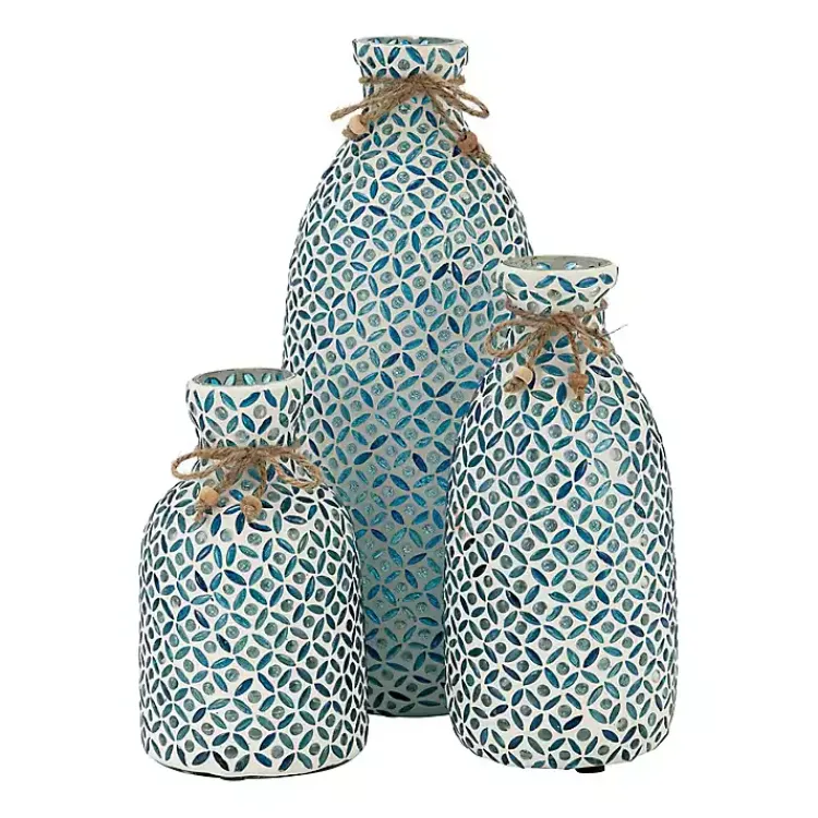 Vases>Kirklands Home Blue Glass Mosaic Vase
