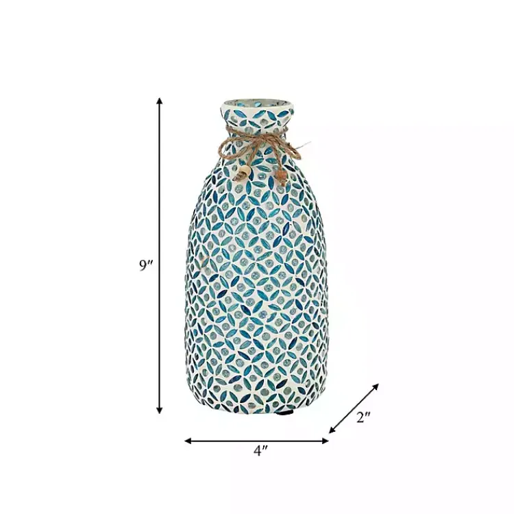 Vases>Kirklands Home Blue Glass Mosaic Vase