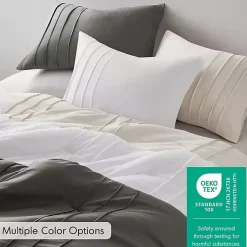 Kirklands Home Gray Pleated Grid 3-pc. Queen Comforter Set Blue Discount