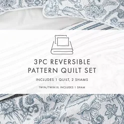 Kirklands Home Blue Jacobean Reversible 2-pc. Twin Quilt Set Best