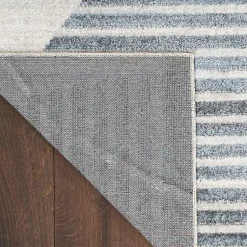 Kirklands Home Blue Linear Geometric Washable Area Rug, 9x12 New