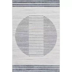 Kirklands Home Blue Linear Sphere Washable Area Rug, 3x5 Clearance