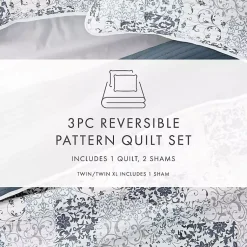 Kirklands Home Blue Patchwork Reversible 3-pc. Queen Quilt Set Sale