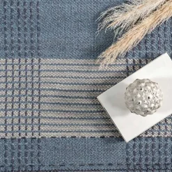 Kirklands Home Plaid Emily Henderson x RugsUSA Rug, 8x10 Blue Clearance